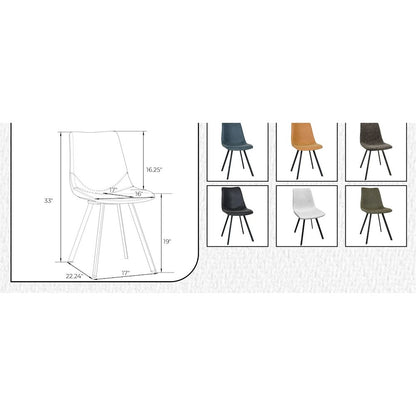 Markley Modern Leather Dining Chair With Metal Legs