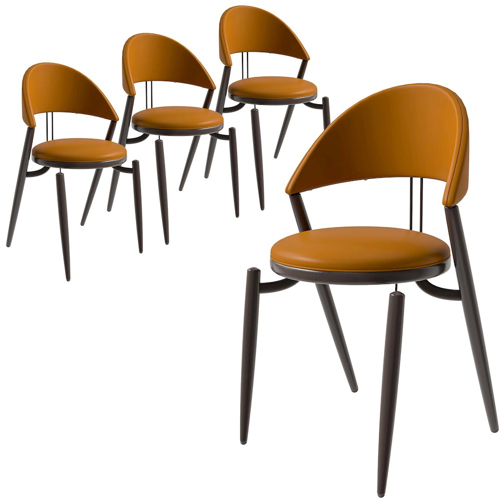Venice Collection Modern Dining Chair In Black set of 4 in Light Brown