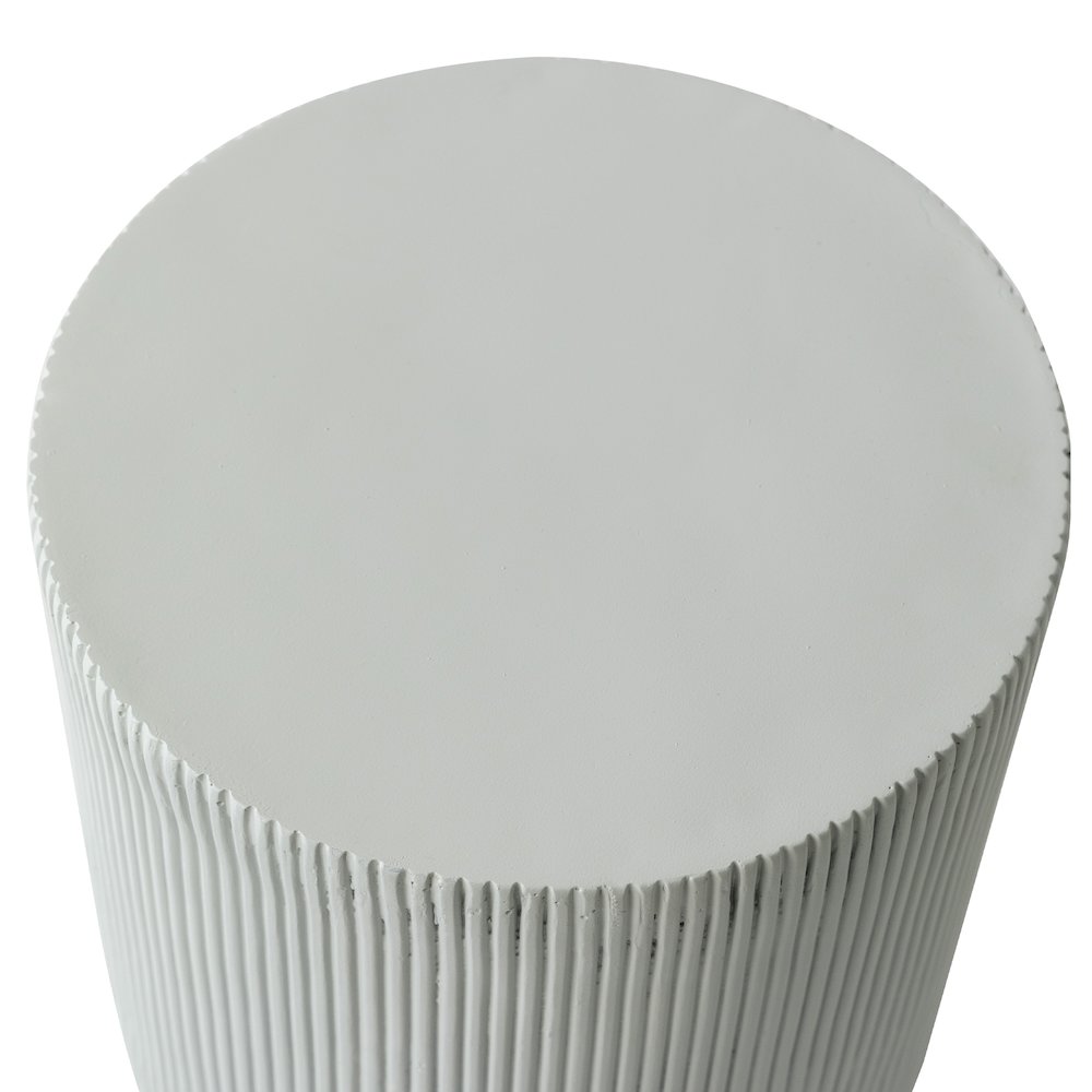Eden Collection Fiberglass Outdoor Side Table in Light Grey