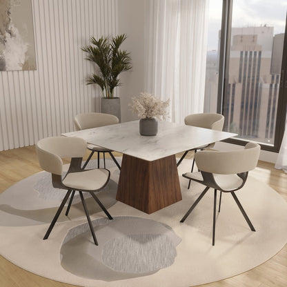 Wooden Dining Chair in Light Taupe