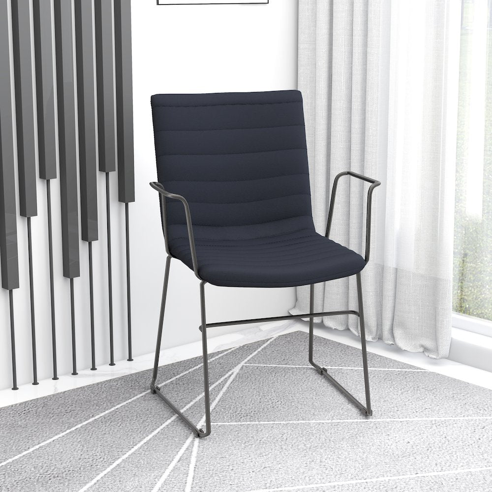 Zylar Series Office Guest Arm Chair in Black Leather