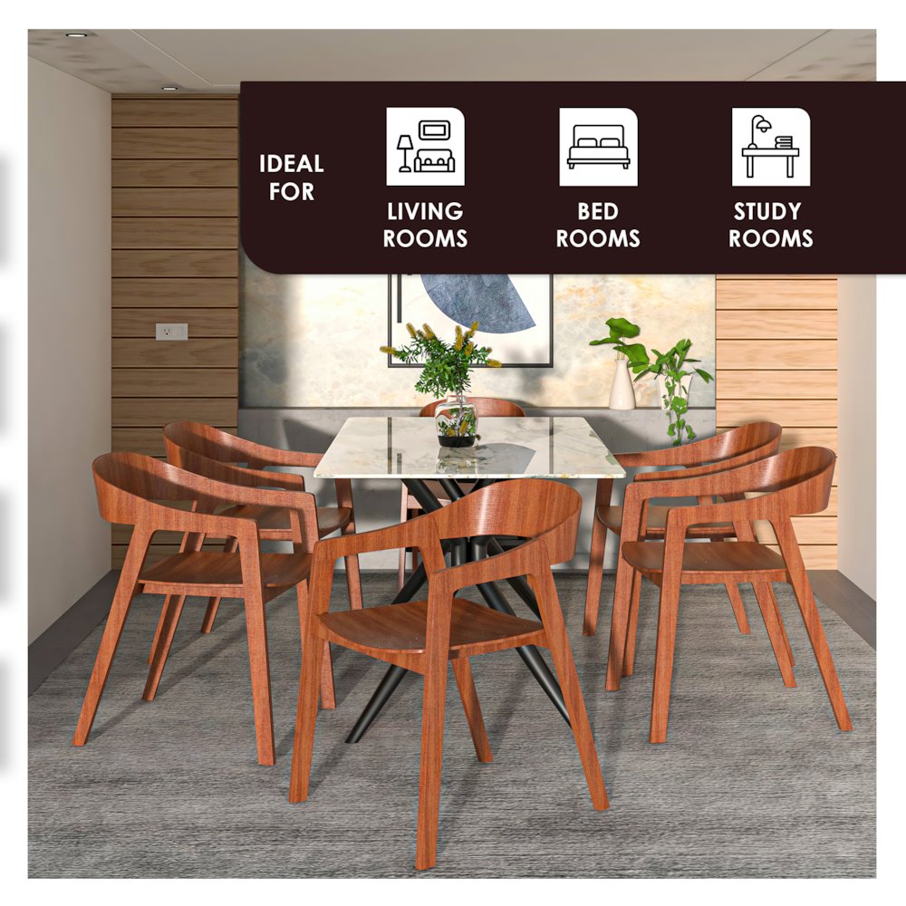Rivo Collection Elegant Dining Chair in Dark Natural Wood - Set of 2