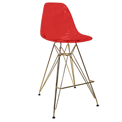 Cresco Counter Height Chair With Eiffel Gold Base In Transparent Red