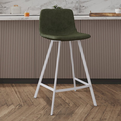 Elland - Counter stool - Olive Green- White Base