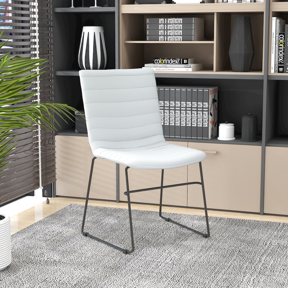 Zylar Series Office Guest Chair in White Leather