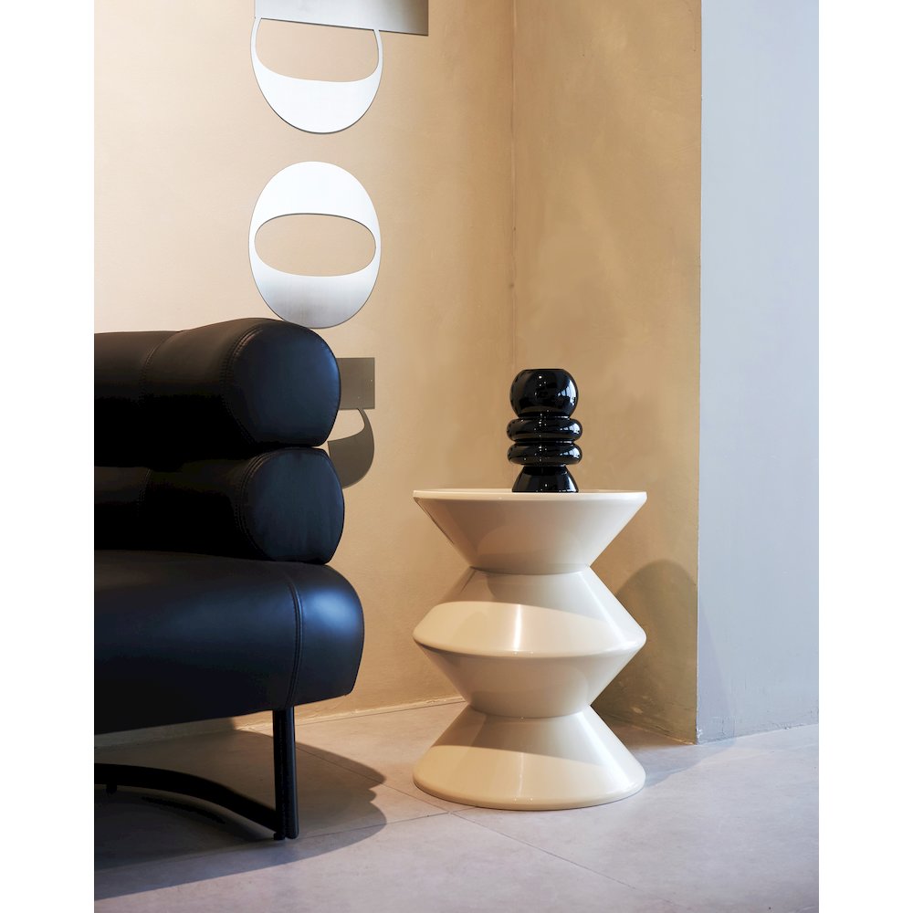 Aura Modern Plastic Side End Table, Indoor/Outdoor Use, Ivory