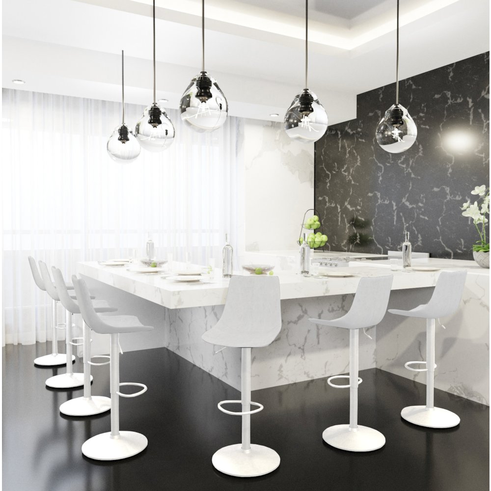 Tilbury - Bar stool -White base- Light Grey