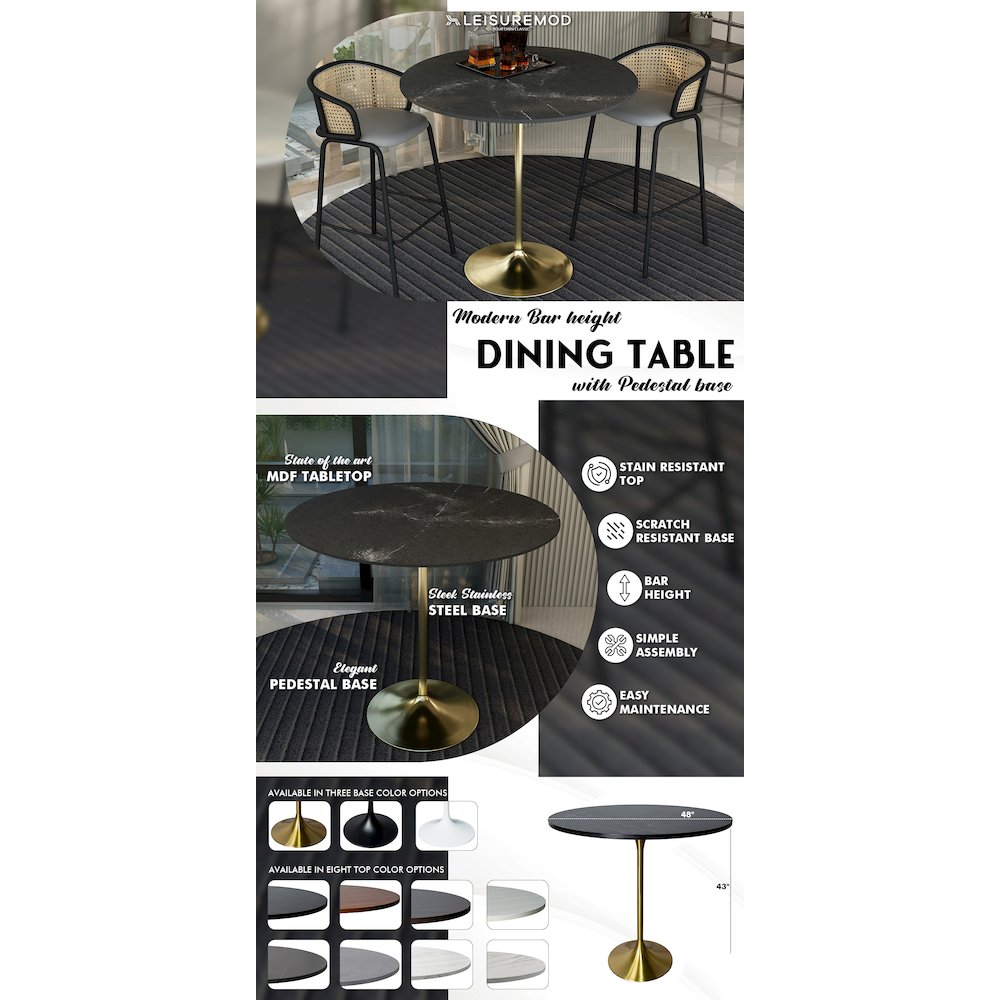 Verve Collection Modern Bar Height Table