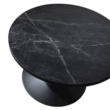Verve Coffee Table Black base with 27" round Black Marble MDF top