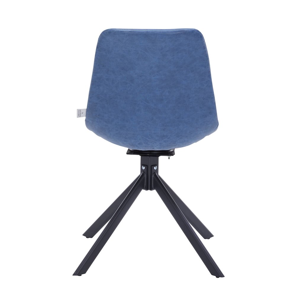 Markley Modern Leather Swival Dining Chair With Metal Legs in Blue