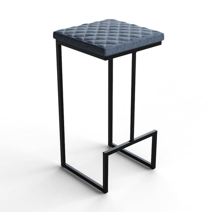 Quincy Quilted Stitched Leather Bar Stools With Metal Frame
