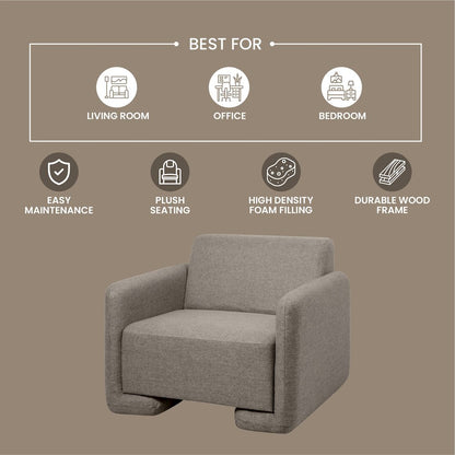 Nyta Collection Modern Accent Chair in Grey Linen