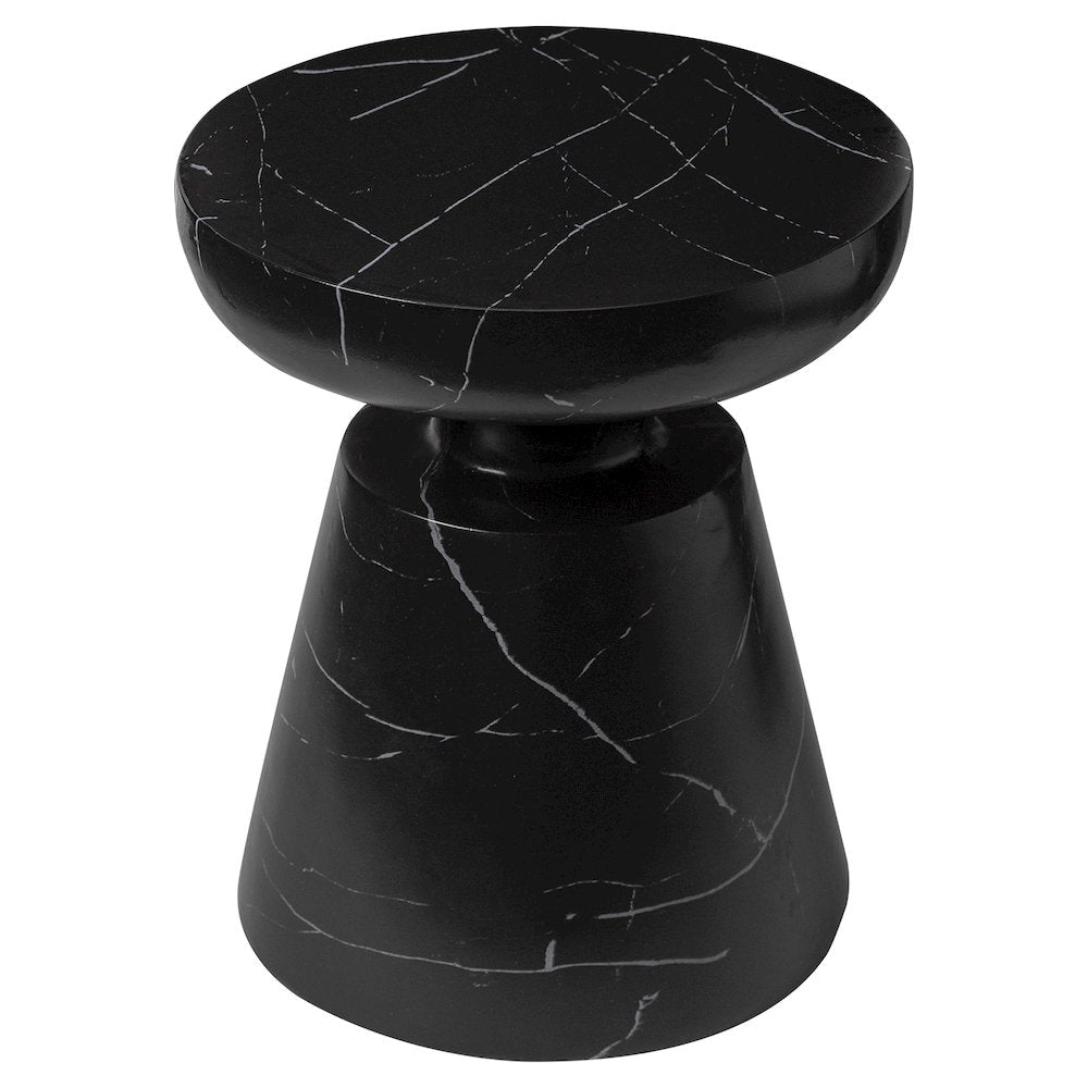 Isle Collection Fiberglass Outdoor Side Table in Marbled Black