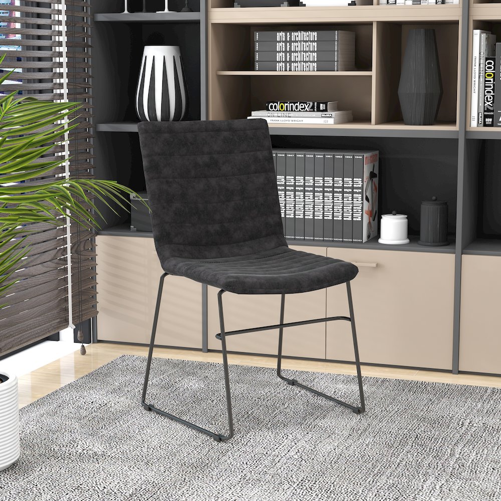 Zylar Series Office Guest Chair in Charcoal Leather