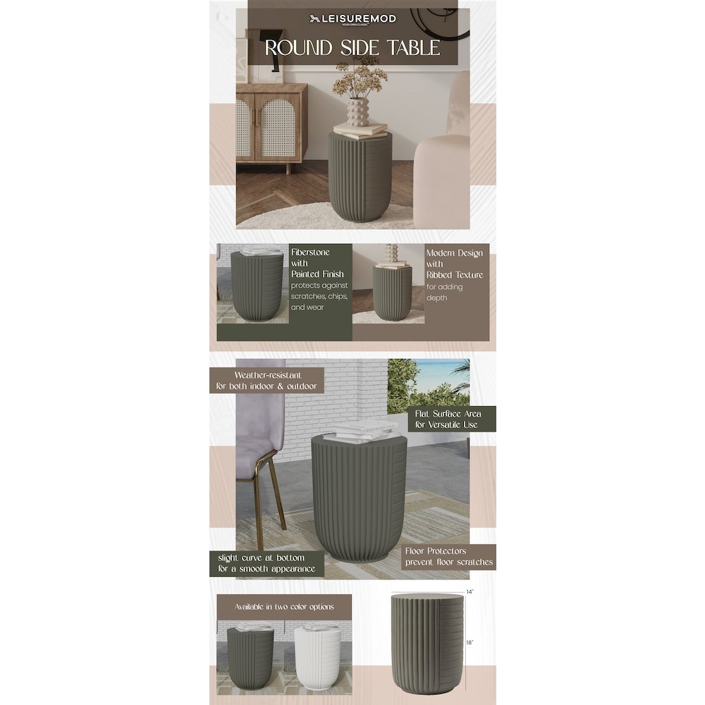Modern Side End Table Trove Series In Green Grey