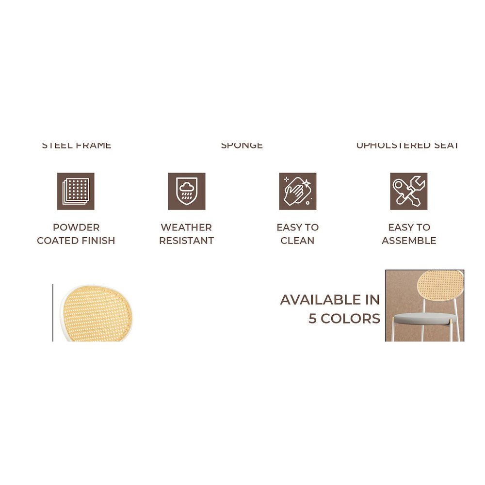 Lume Collection Modern Bar Stool in Grey