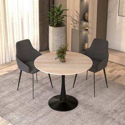 Bristol 35" round dining table Black base with marbled MDF top