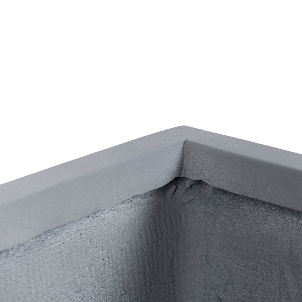 Flora Series Rectangle Poly Stone Planter in Grey 23.6 x 23.6, 47.2 Long