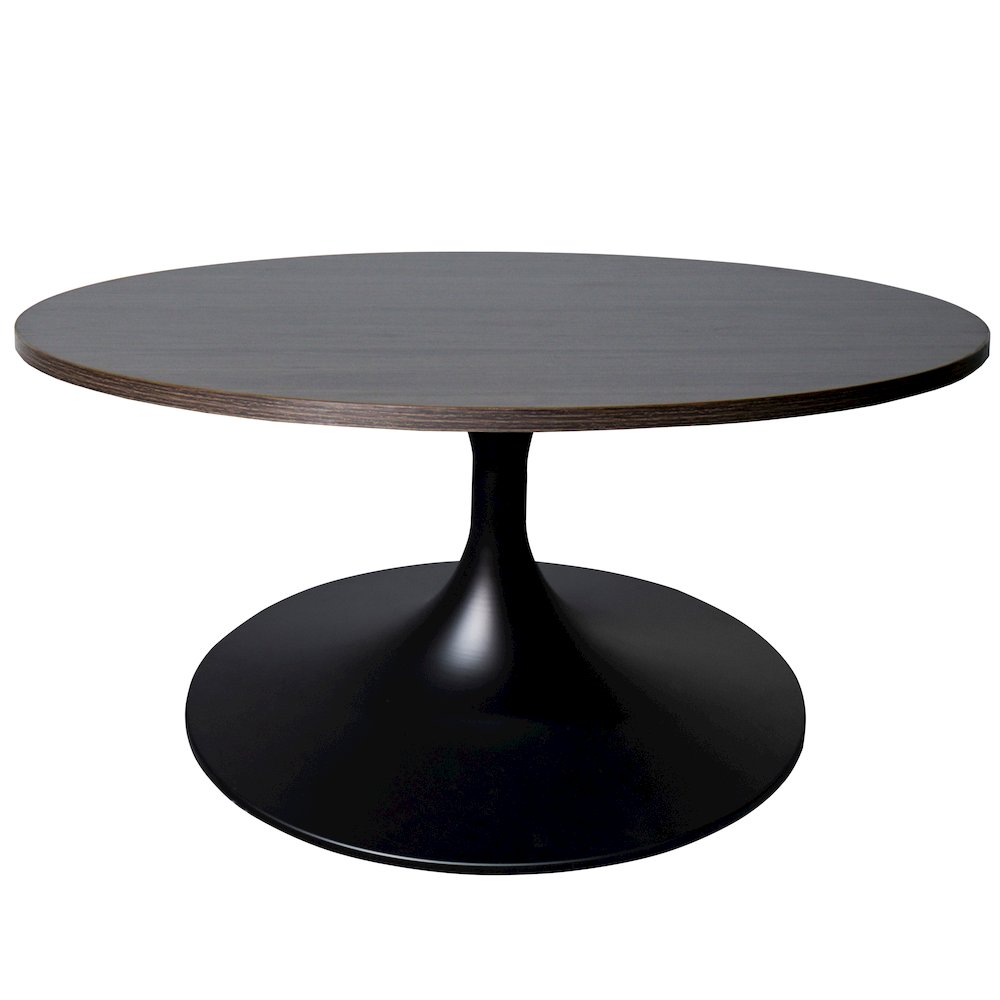 Verve Coffee Table Black base with 27" round Dark Brown Wood MDF top