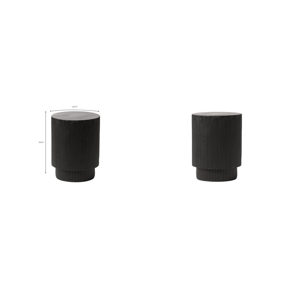 Eden Collection Fiberglass Outdoor Side Table in Black