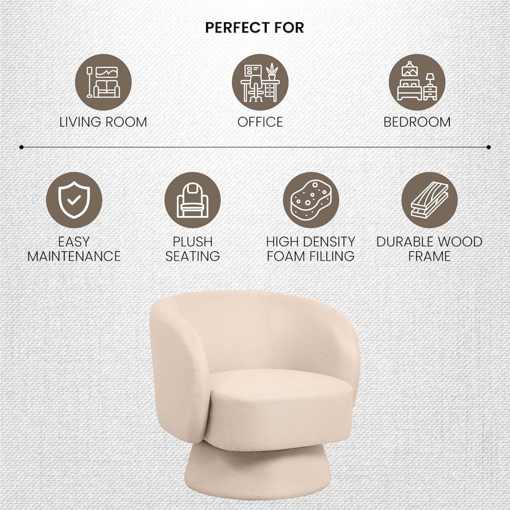 Raze Collection Modern Accent Chair in Oatmean Linen