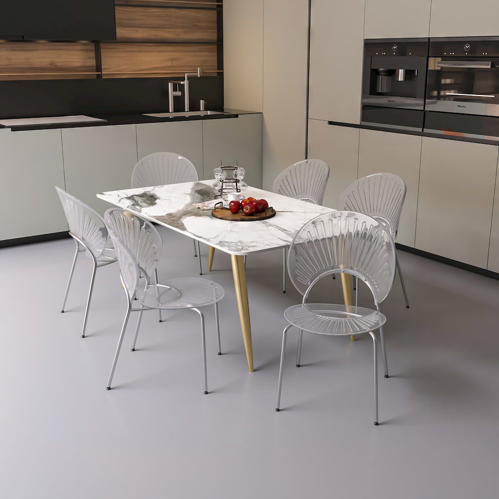 Opulent Series Modern Clear Dining Chair Set of 2