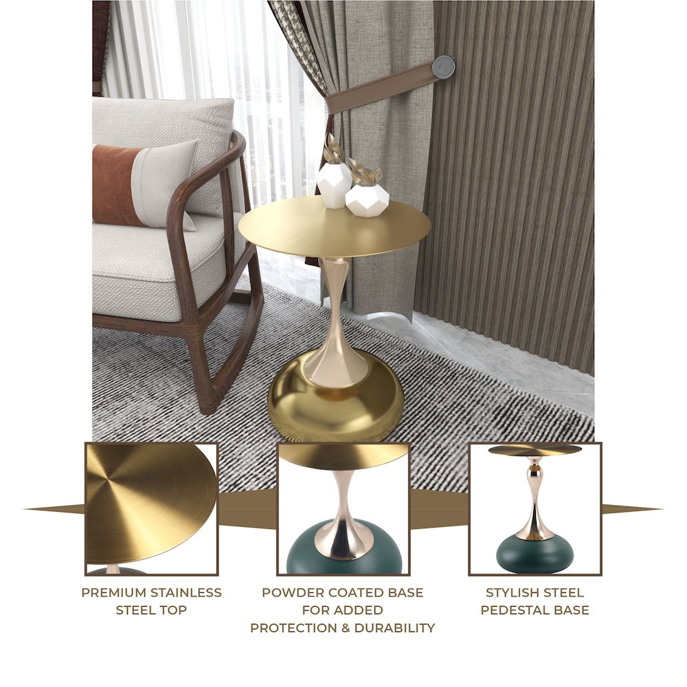 Savoy Collection Modern End Table In Gold