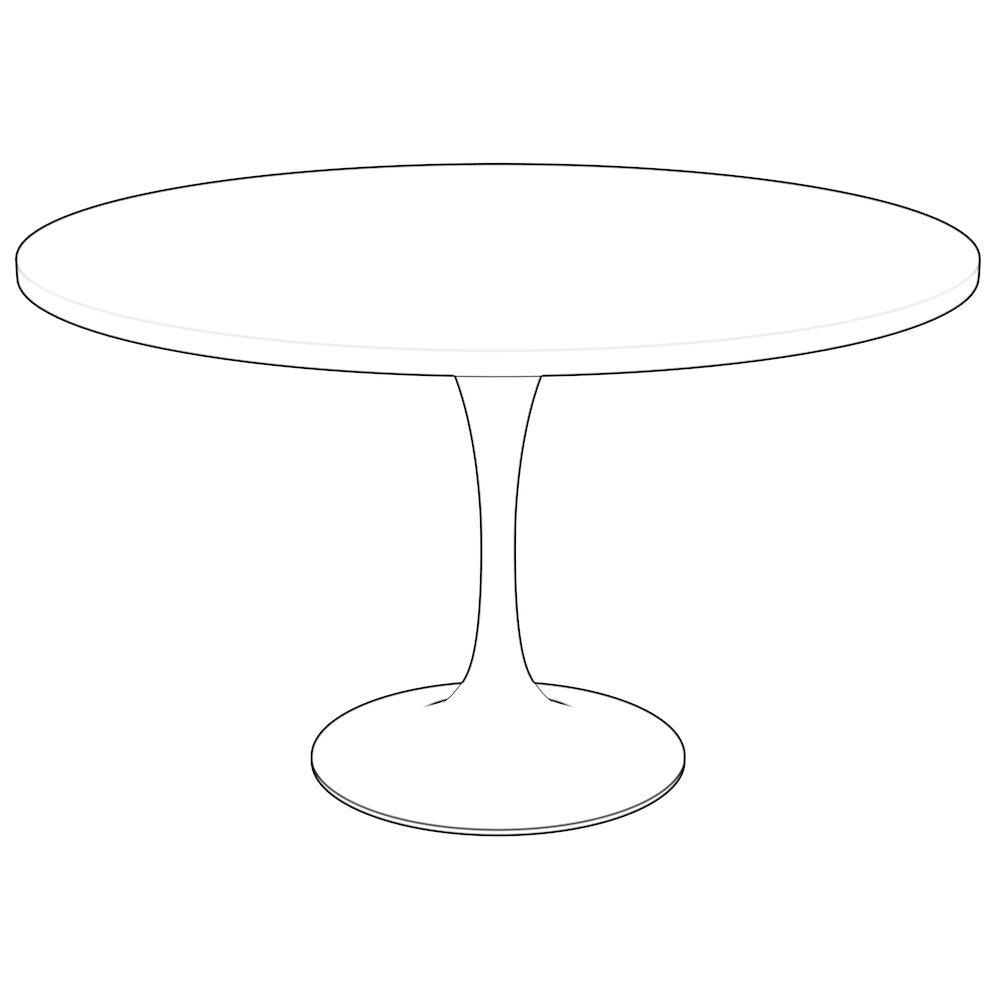Verve Collection 48 Round Dining Table, White Base with Dark Maple MDF Top
