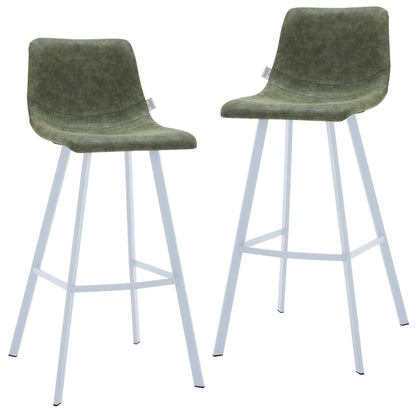 Elland - Bar stool - Olive Green- White Base Set of 2