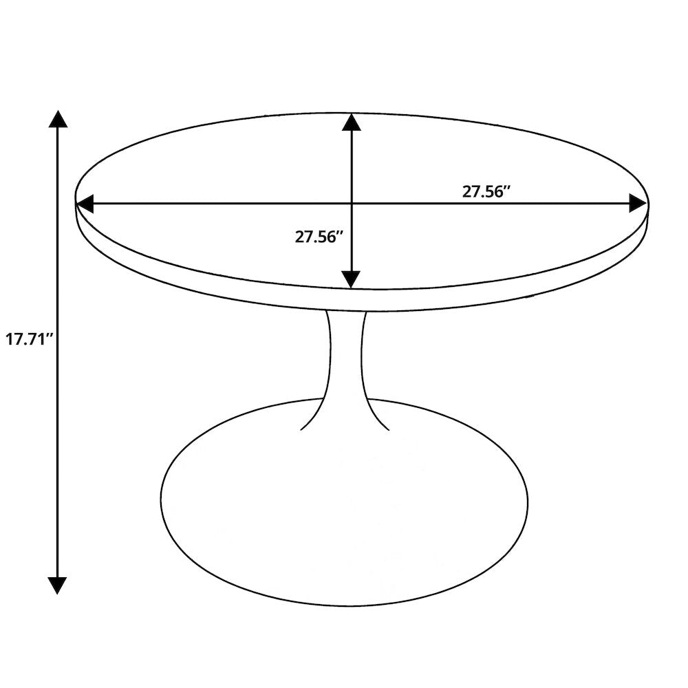 Verve Coffee Table Black base with 27" round Black Marble MDF top