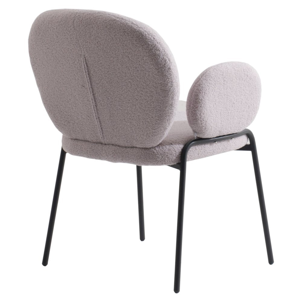 Celestial Series Boucle Dining Arm Chair, Black Frame with Grey Fabric