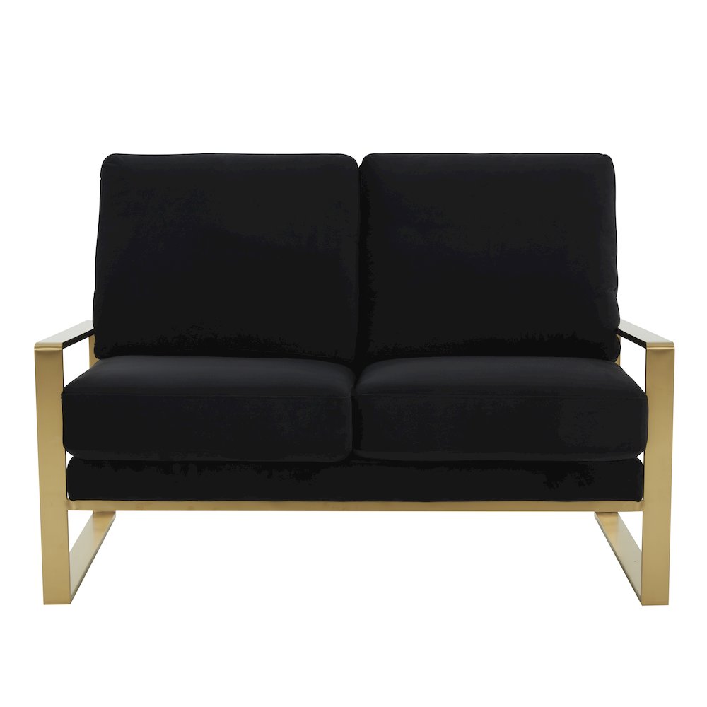 Jefferson Contemporary Modern Velvet Loveseat With Gold Frame