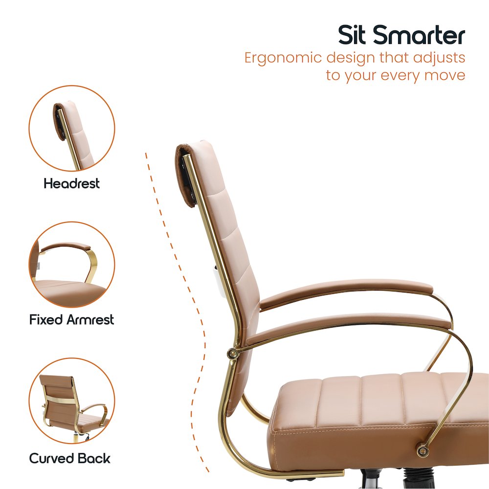 Benmar Home Leather Office Chair With Gold Frame