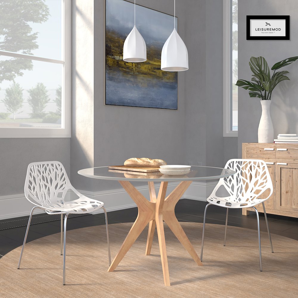 Modern Asbury Dining Chair w/ Chromed Legs, Set of 2