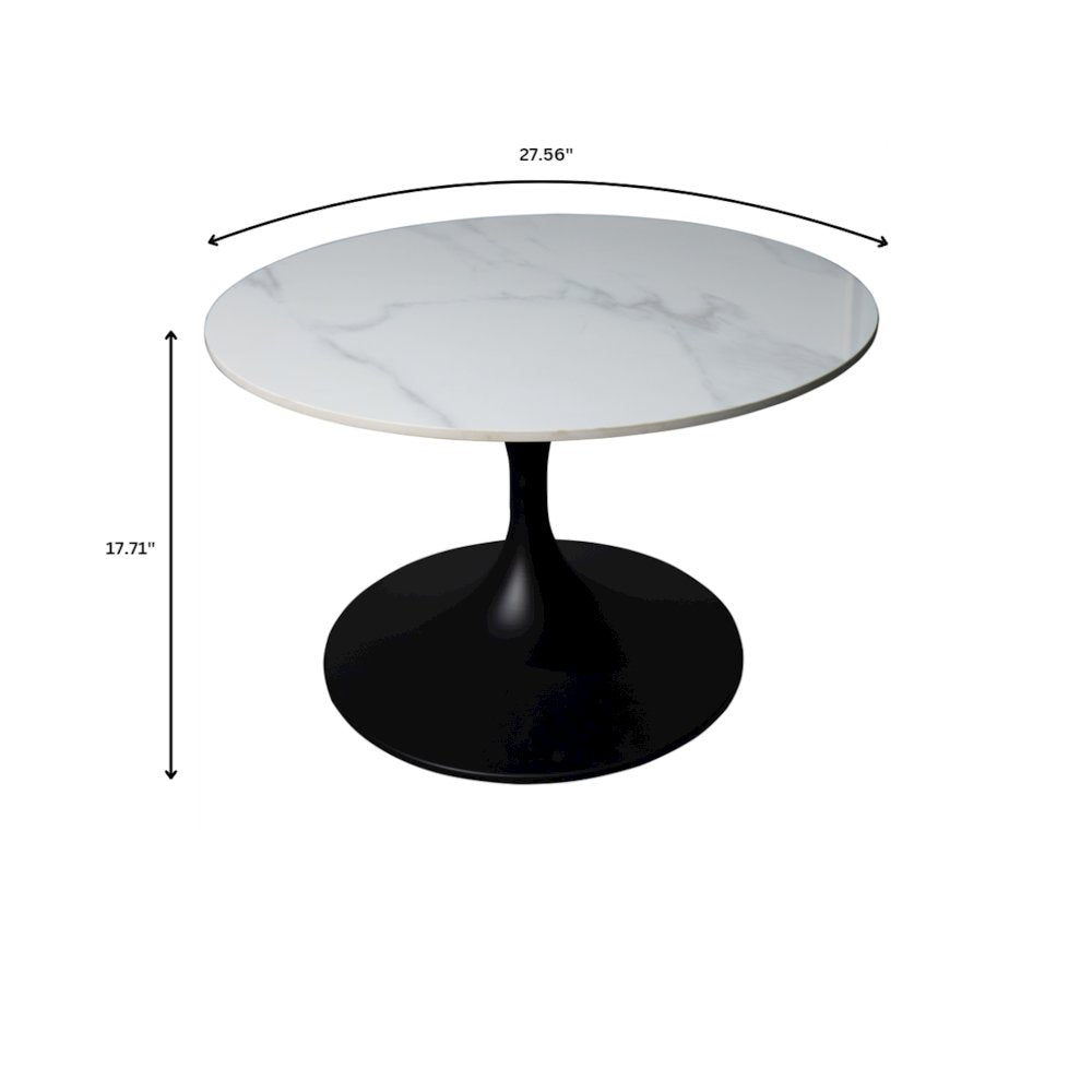 Verve Coffee Table Black base with 27" round Black Sintered Stone top