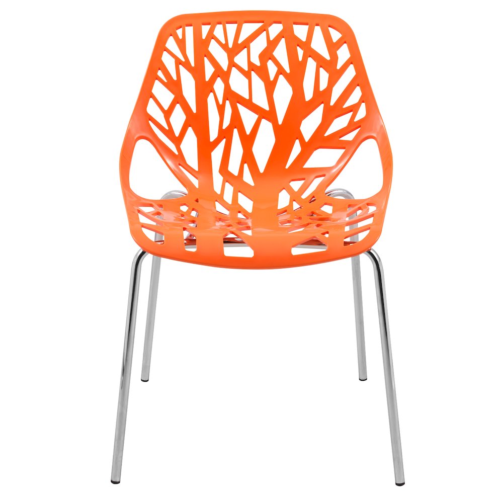 Modern Asbury Dining Chair with Chromed Legs in Orange