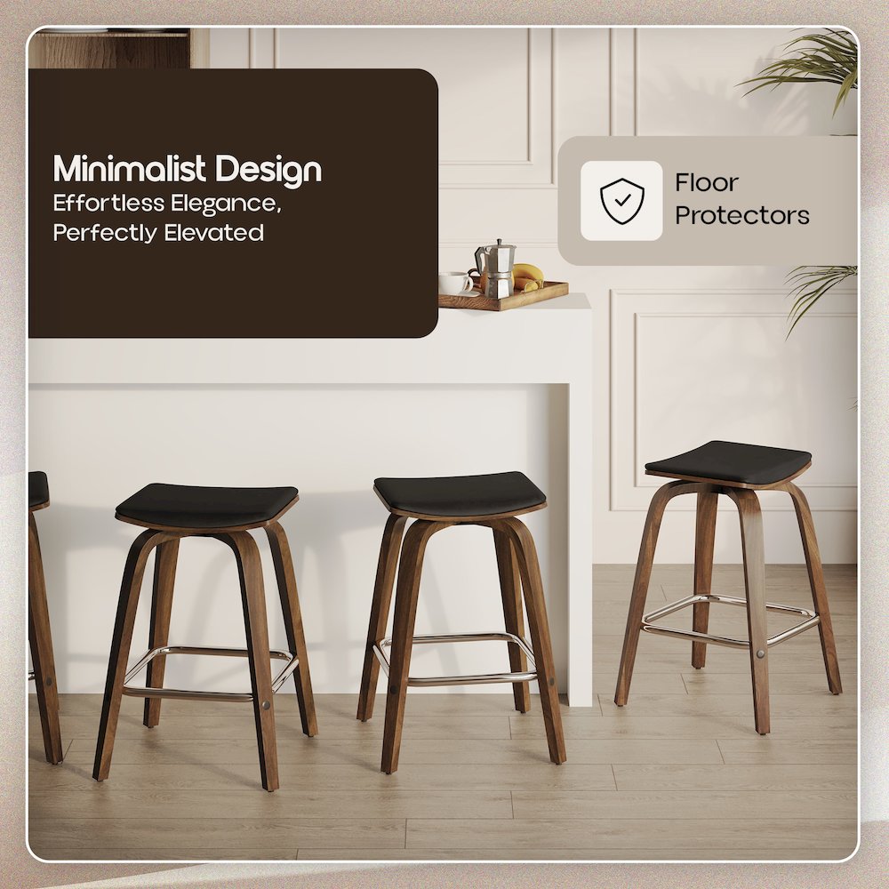 Wooden Counter Stool in Black
