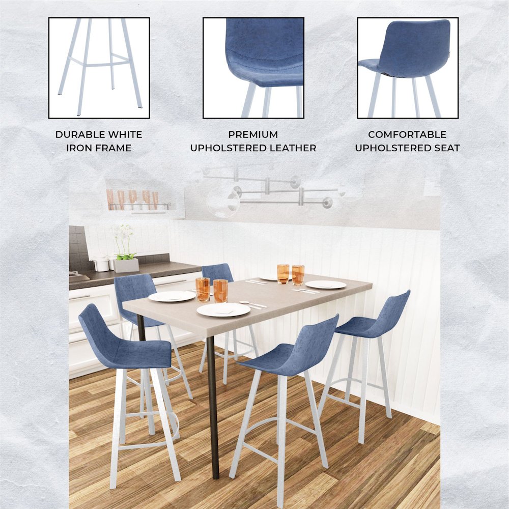 Elland - Bar stool - Peacock Blue - White Base