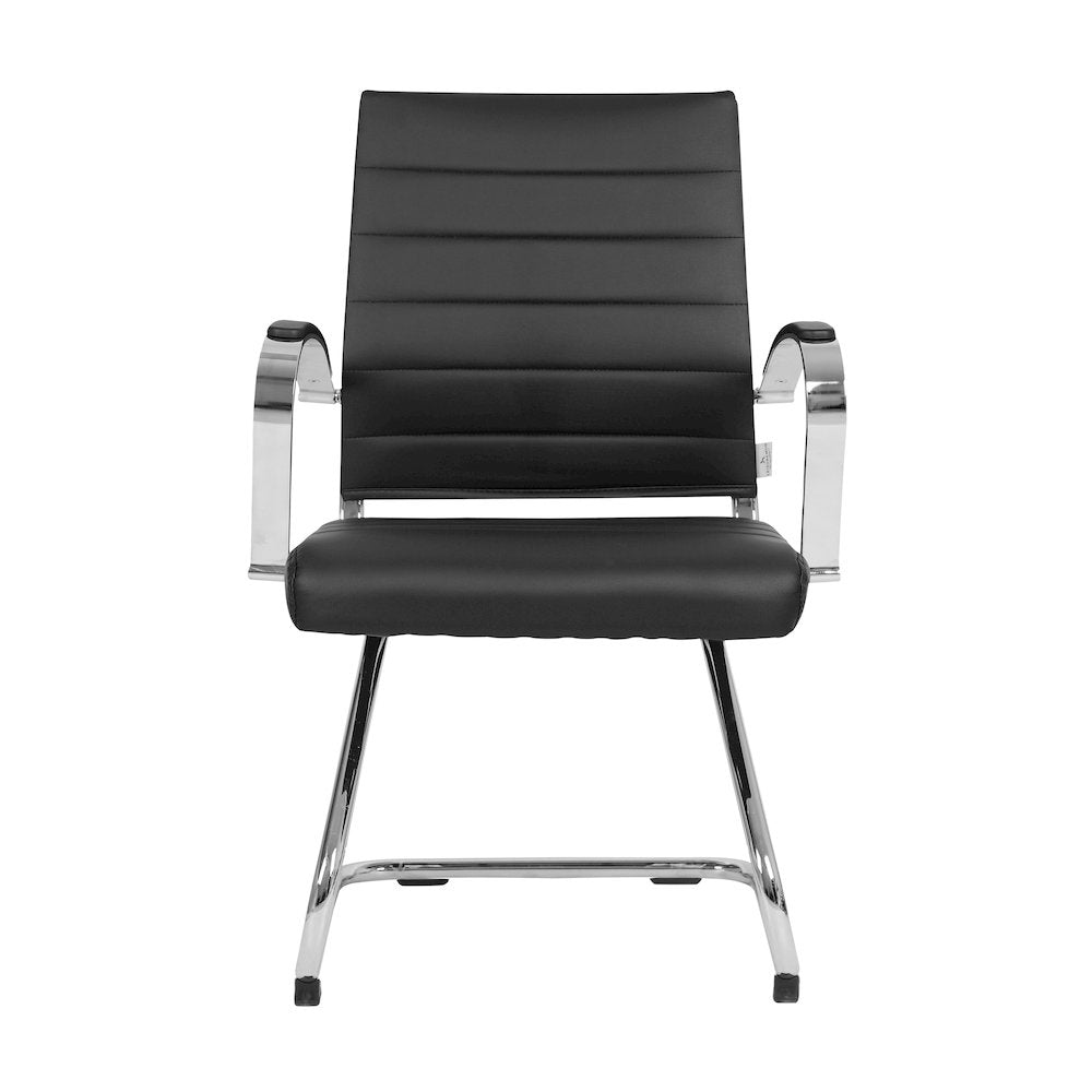 Benmar Home Leather Guest Office Chair in Black
