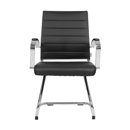 Benmar Home Leather Guest Office Chair in Black