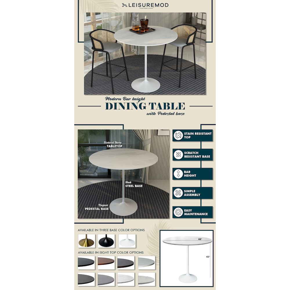 Verve Collection Modern Bar Height Table