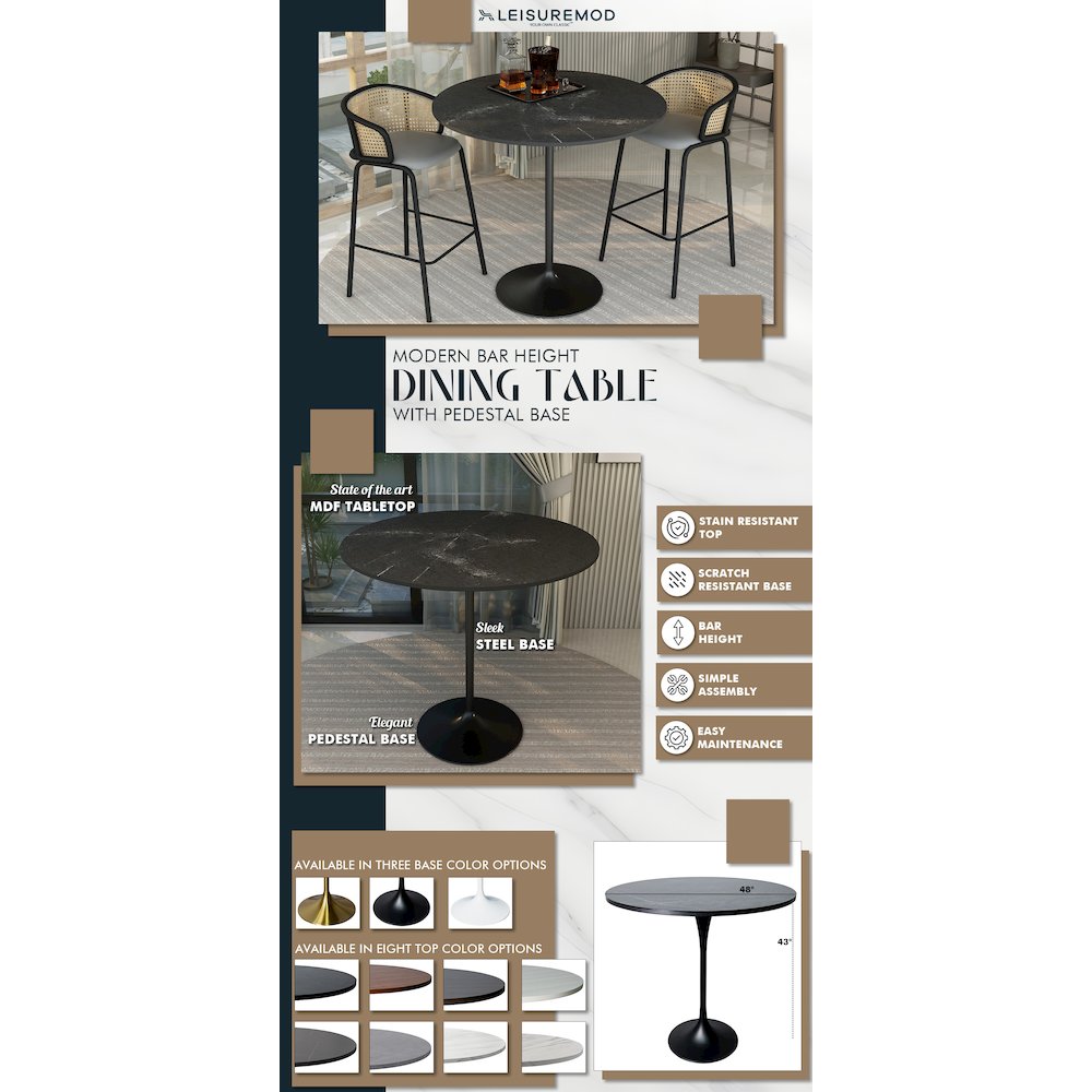 Verve Collection Modern Bar Height Table