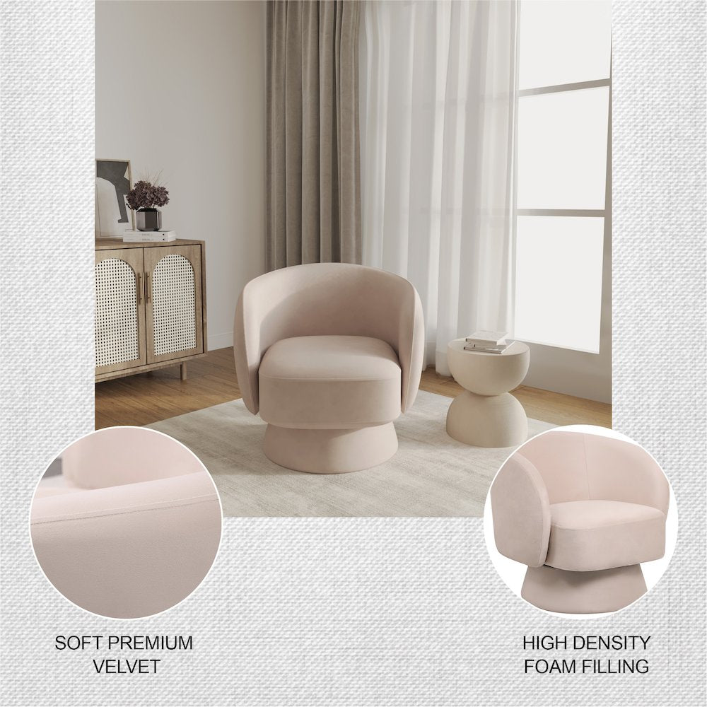 Raze Collection Modern Accent Chair in Beige Velvet