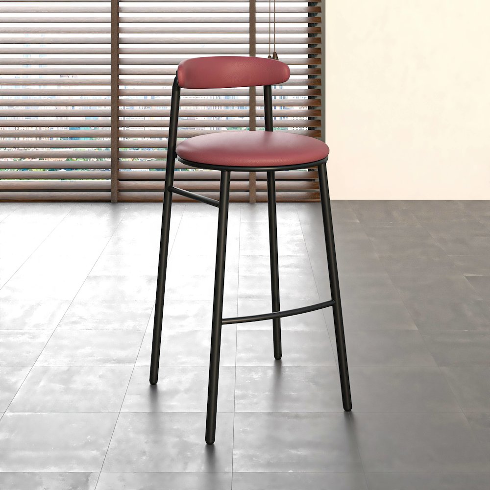 Lume Collection Modern Bar Stool in Burgundy Set of 2