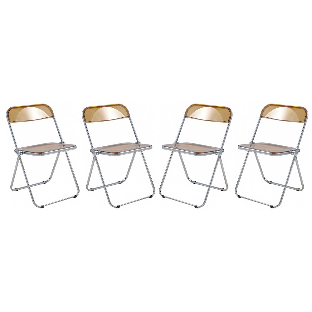 Lawrence Acrylic Folding Chair With Metal Frame, Set of 4