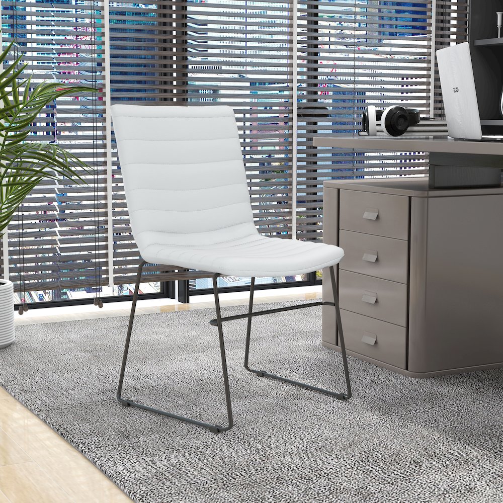 Zylar Series Office Guest Chair in White Leather