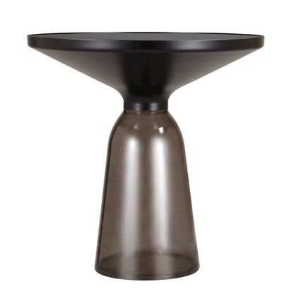 Tully Collection Glass side Table Grey glass, Black Rim with Black Glass top