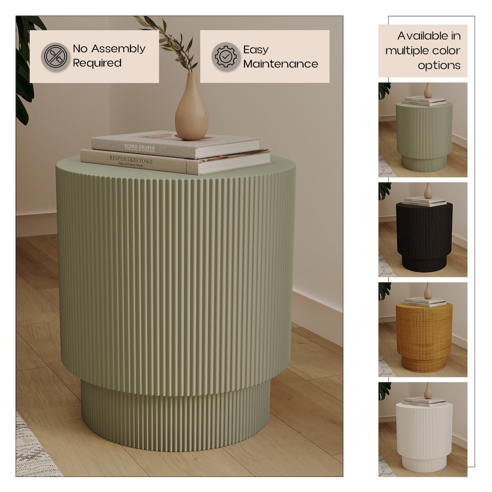 Eden Collection Fiberglass Outdoor Side Table in Olive Green