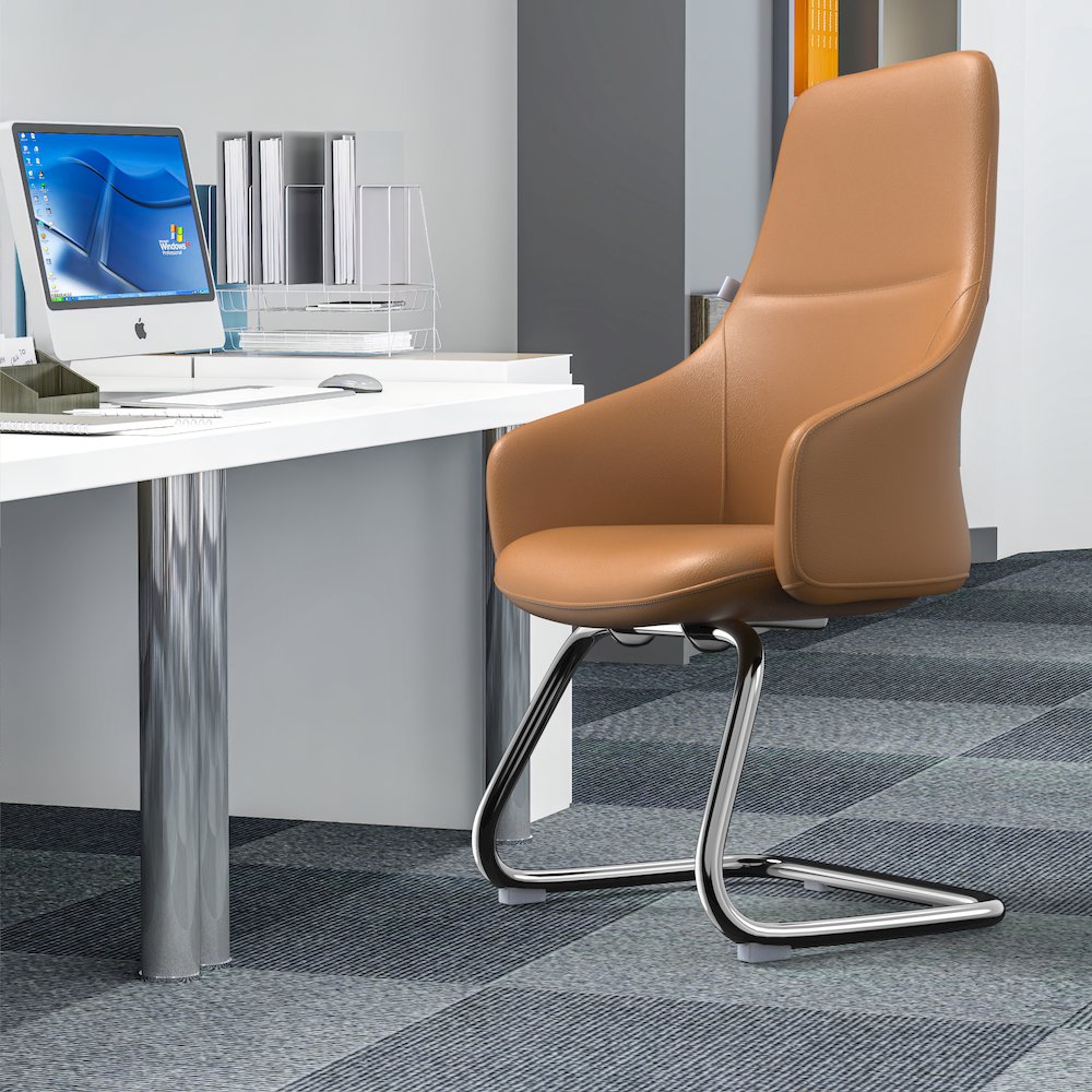 Celeste Series Office Guest Chair in Acorn Brown Leather