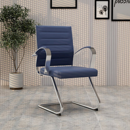 Benmar Home Leather Guest Office Chair in Navy Blue